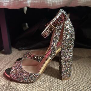Betsey Johnson Glissten Rainbow Glitter Heels
